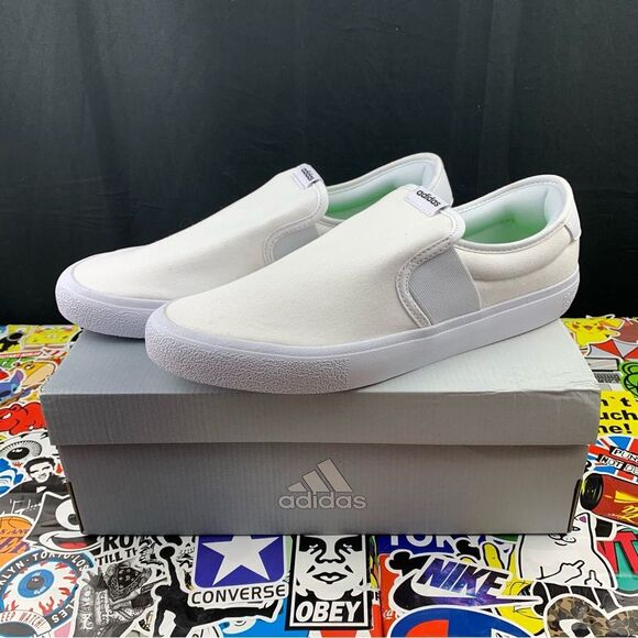 Adidas All White Vulc Raid3r Slip Ons Men's Various Sizes - Picture 1 of 13